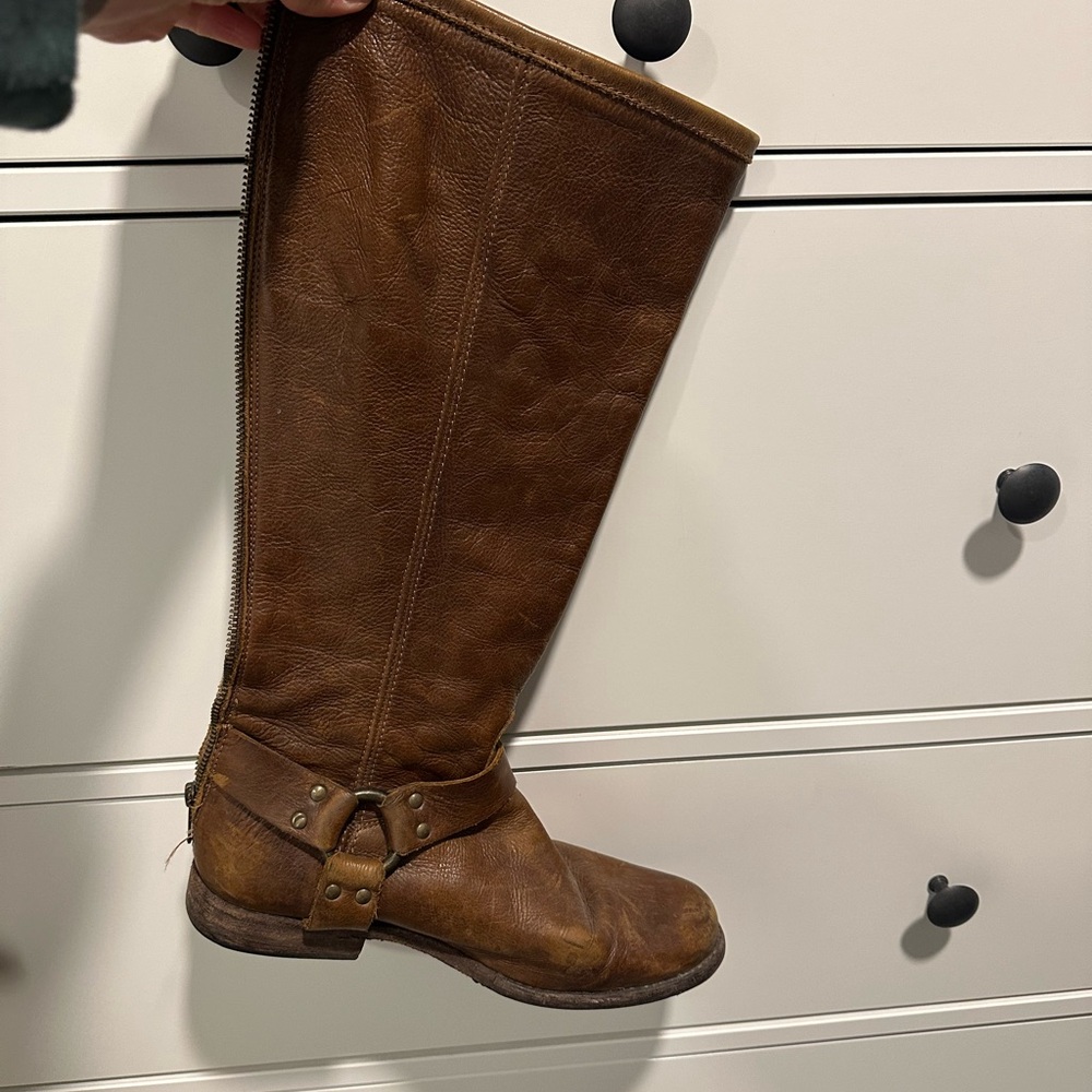 Frye Brown Real Leather Knee-High Boots